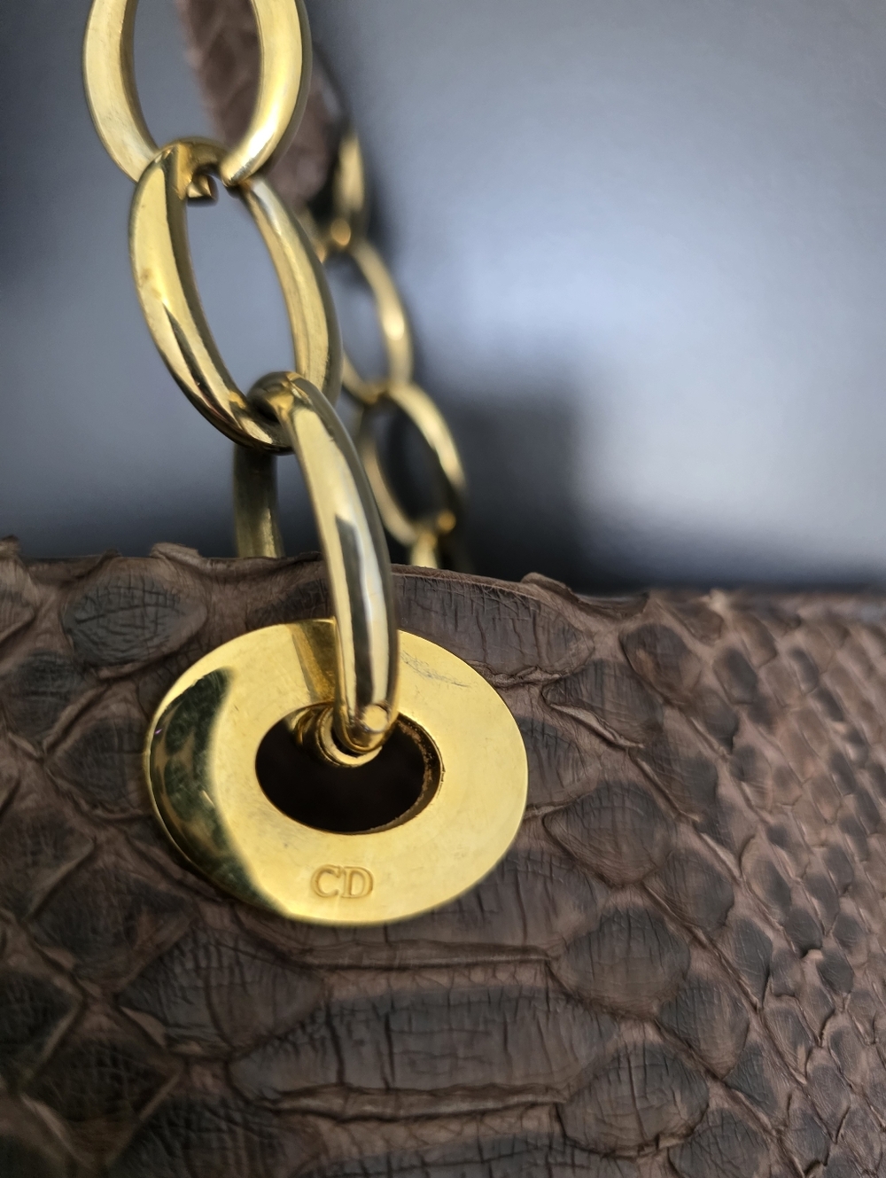 VTG Authentic Christian Dior Paris Exotic Leather Python Handbag Certified 12x15 - Picture 8 of 16